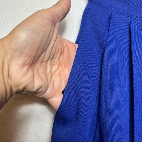 Vintage Christian Dior Blue Pleated Wool Pants - Picture 8 of 11